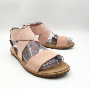 SOREL Ella II Sandals Tonic Melon Cross Strap Flat Pink Womens 6
